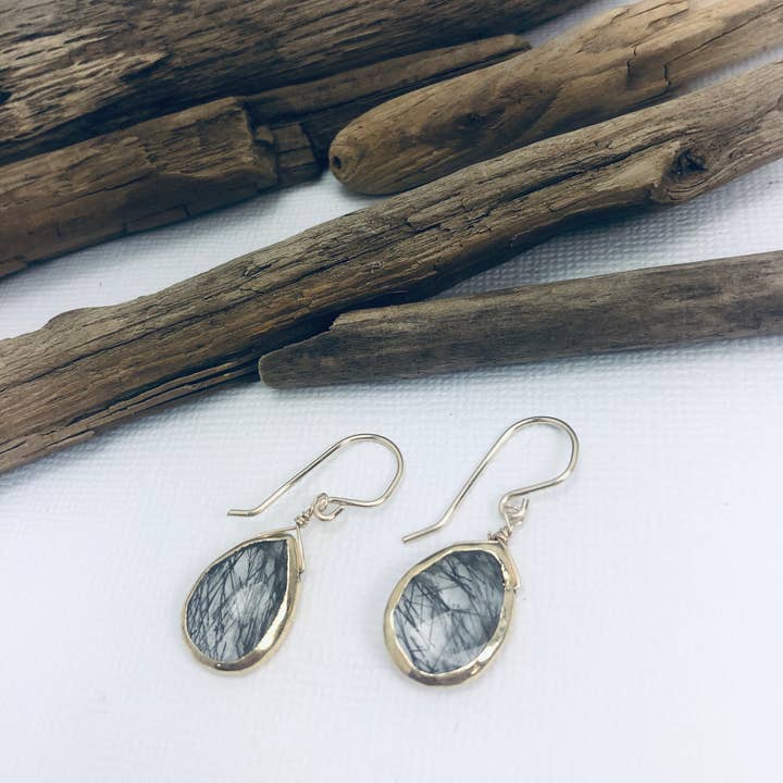 Tourmilated Quartz Earrings for wholesale by Laura J Designs