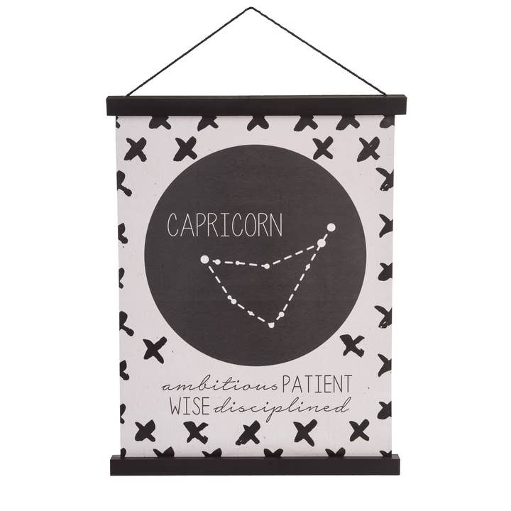 SALE Wood Black-White Capricorn Zodiac Wall Hanger for wholesale by Totalee Gift