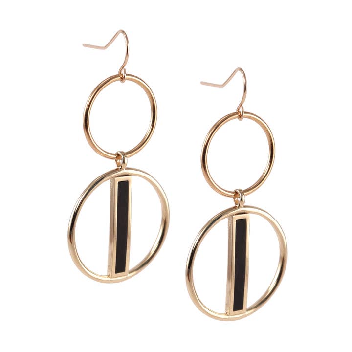 Solid Black Double Statement Earrings for wholesale by Marionwild Jewelry