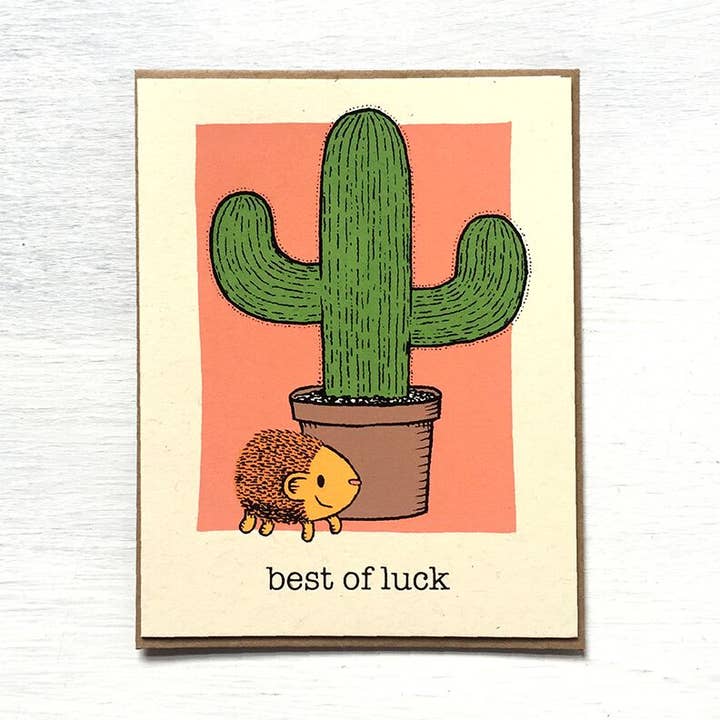 Best of Luck Hedgehog Card for wholesale by everyday balloons print shop
