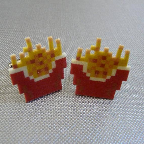 Pixel Frites Burger Time Manchetknapper for engroshandel hos 8-Bit Zero