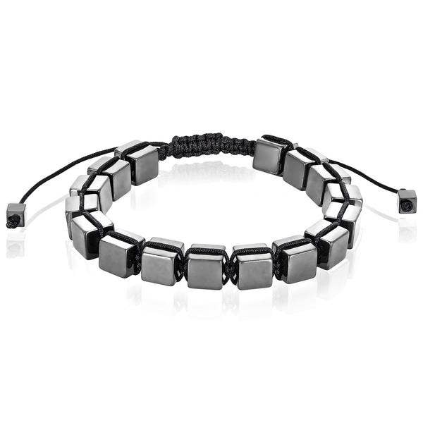 West Coast Jewelry – wholesale Beaded bracelet – Large Hematite Cube Stone Adjustable Bracelet - 8mm6