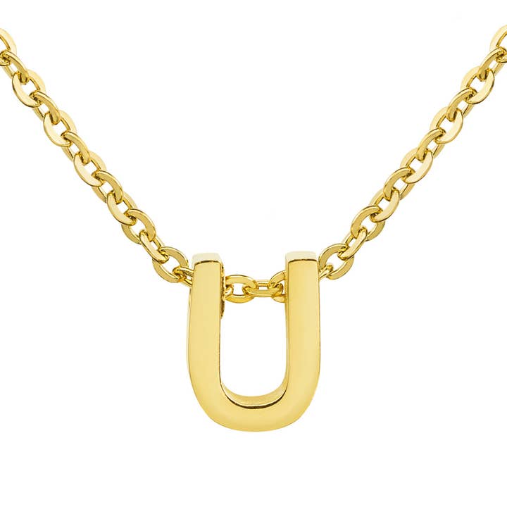 West Coast Jewelry - Wholesale Pendant/Charm Necklace - 18k Gold Overlay Initial Stainless Steel Necklace6