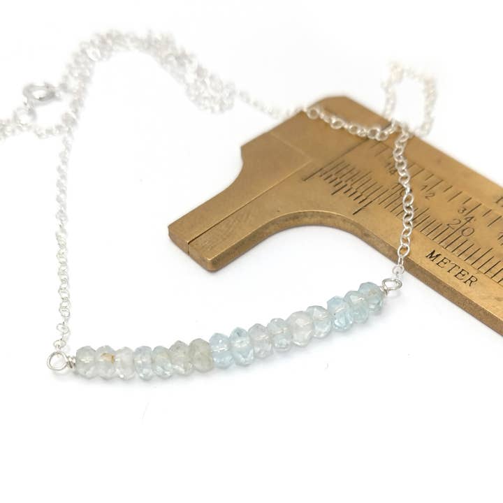 Akvamarin & Sterling Silver fasett halsband för wholesale av Soasa Designs