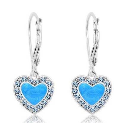 Boucle d'oreille en forme de cœur en émail cristal pour la vente par Chanteur