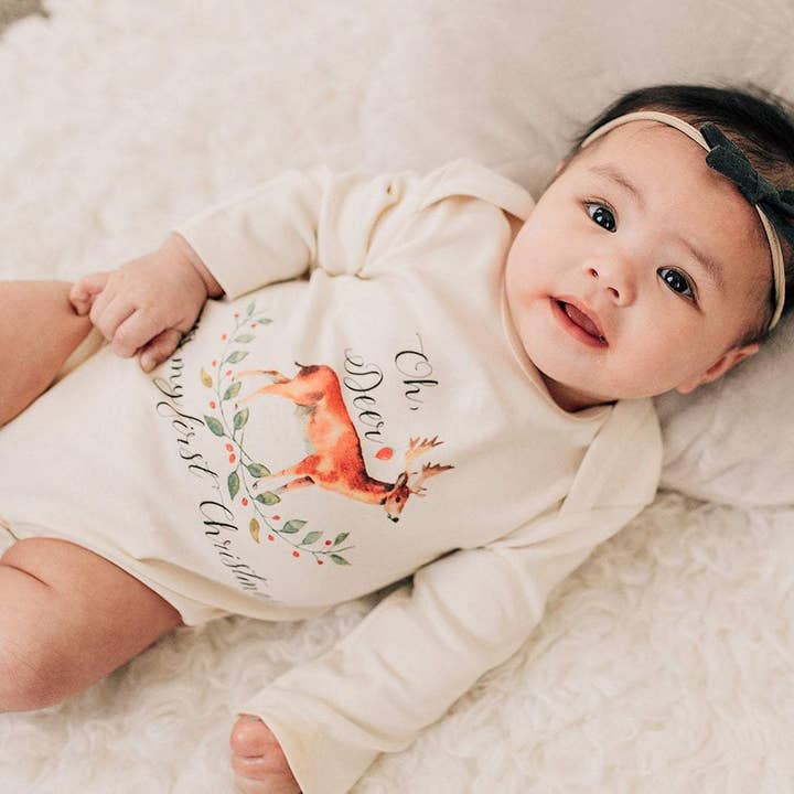 Urban Baby Co. - Wholesale Bodysuit (Non-Footed) - Baby - Oh Deer It's My First Christmas Organic Baby Onesie4