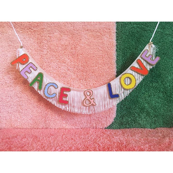 Peace & Love Fringe Banner for wholesale by FUN CULT