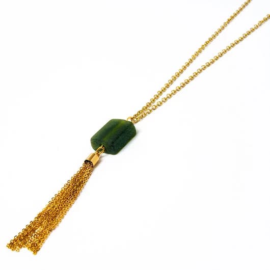 Smart Glass Recycled Jewelry - Wholesale Pendant/Charm Necklace - CUBE LONG TASSEL NECKLACE3