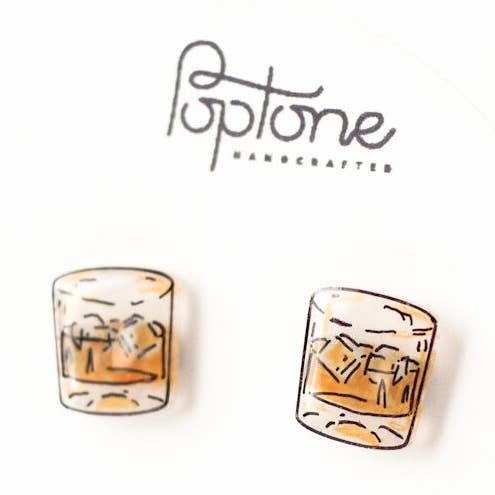 Whiskey Glass Drink Earrings for wholesale by Poptone Co.