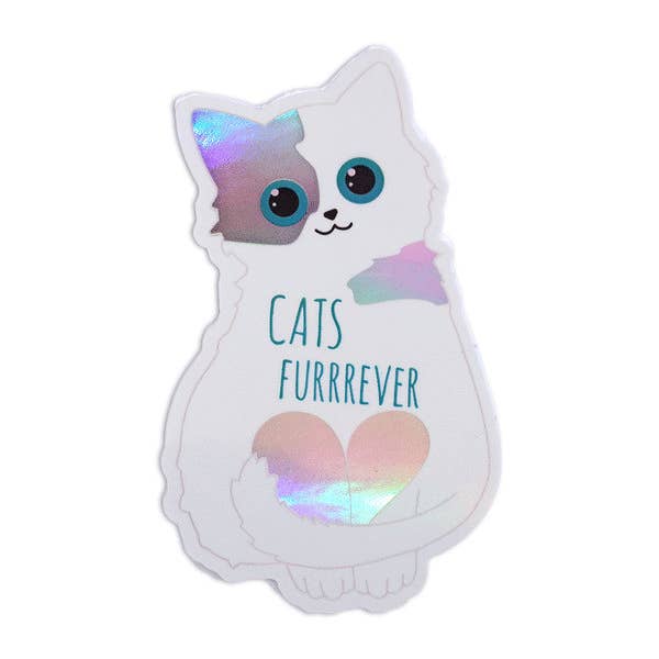 Cats Furrrever Holographic Sticker for wholesale by Compoco