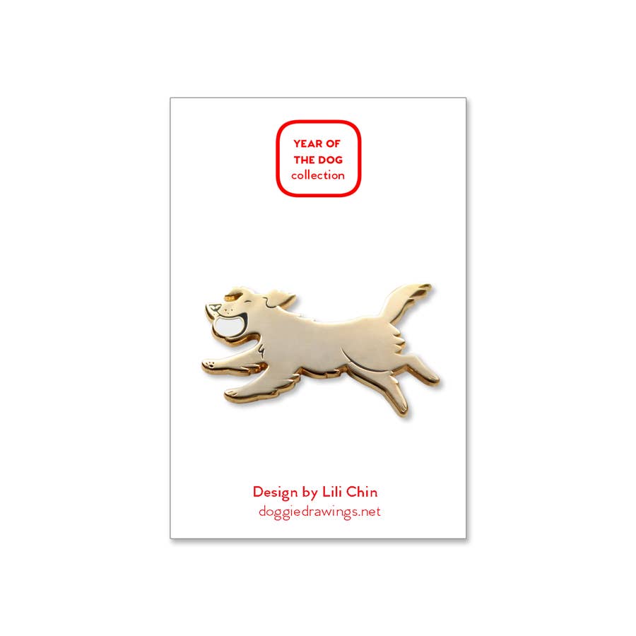 Lili Chin Art - Wholesale Lapel Pin/Button - Golden Retriever Dog Enamel Pin1