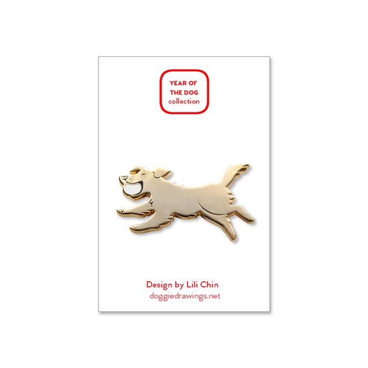Lili Chin Art - Wholesale Lapel Pin/Button - Golden Retriever Dog Enamel Pin1