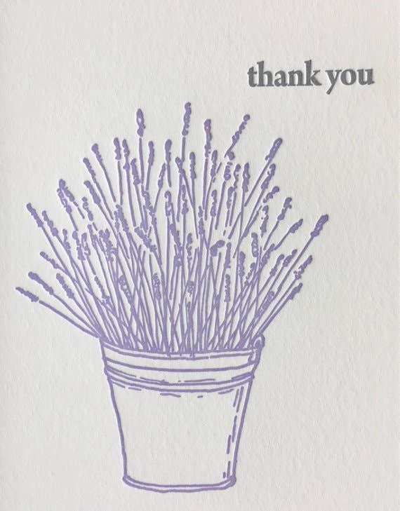 Lucky Bee Press - Wholesale Thank You Card - Thank You Lavender - letterpress card1