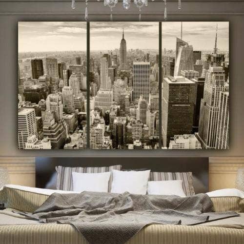 52 „x 30" New York Skyline Sepia Tone lærredskunst for engroshandel hos HolyCowCanvas
