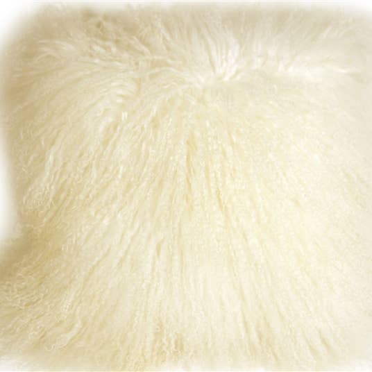 Pillow Decor – wholesale Dekorativ kudde – 18 ”x 18 ”naturliga vita mongoliska fårskinn päls kudde