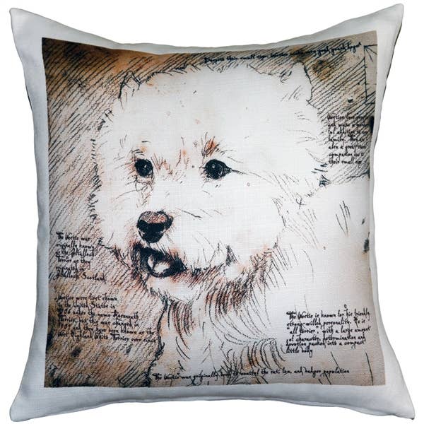 Almofada para cães Leonardo Westie Terrier de 17 “x 17" por atacado de Pillow Decor
