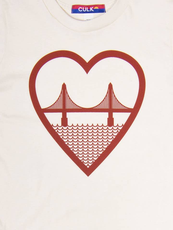 Culk - Wholesale Screen Printed T-Shirt - Kids - I Heart SF Youth Tee Natural