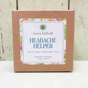 Green Daffodil Bath & Body - Wholesale Jar/Filled Candle - Headache Helper Soy Candle in Large Glass Cube1