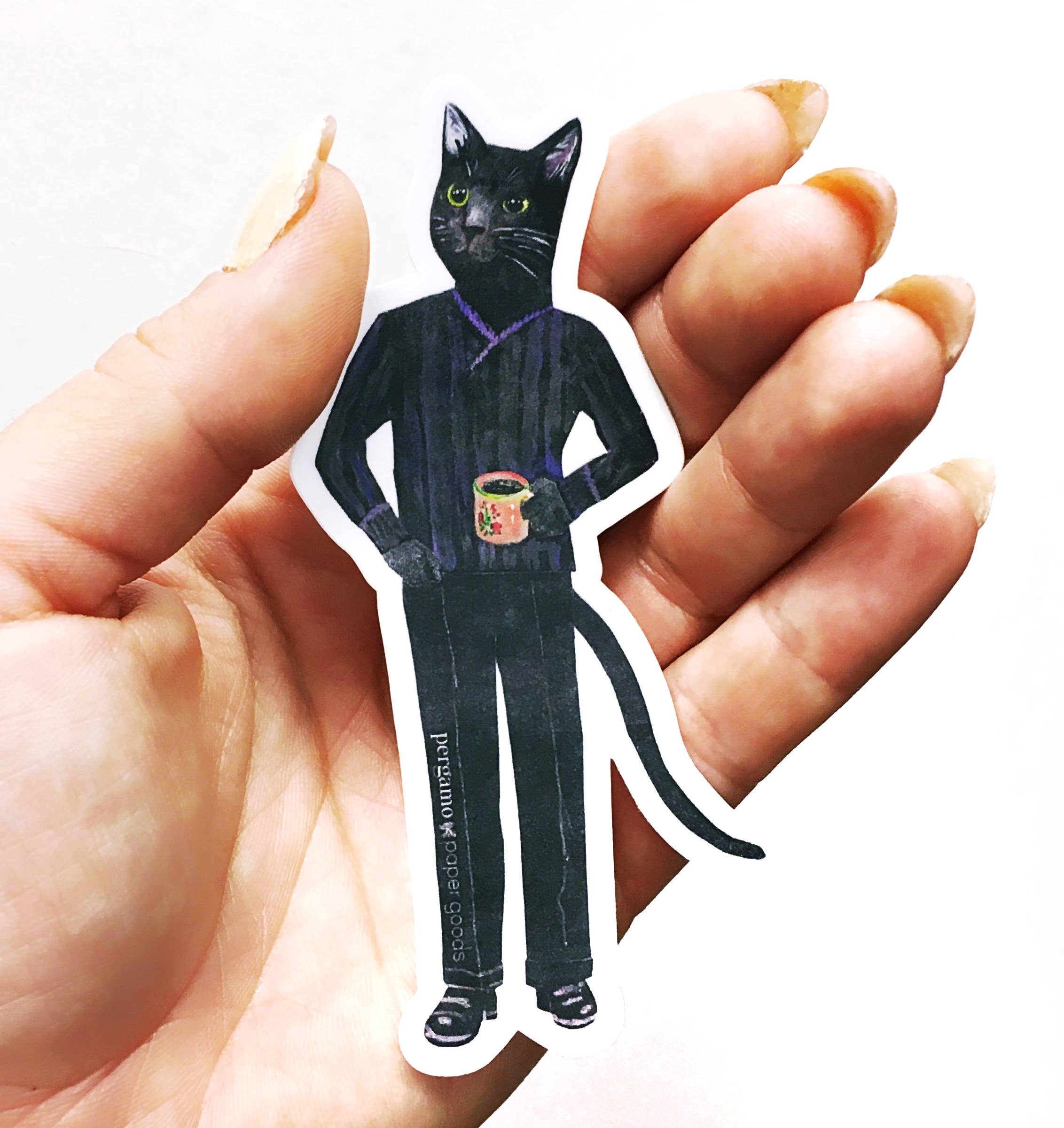 Pergamo Paper Goods - Wholesale Sticker - Black Cat Black Coffee Sticker3