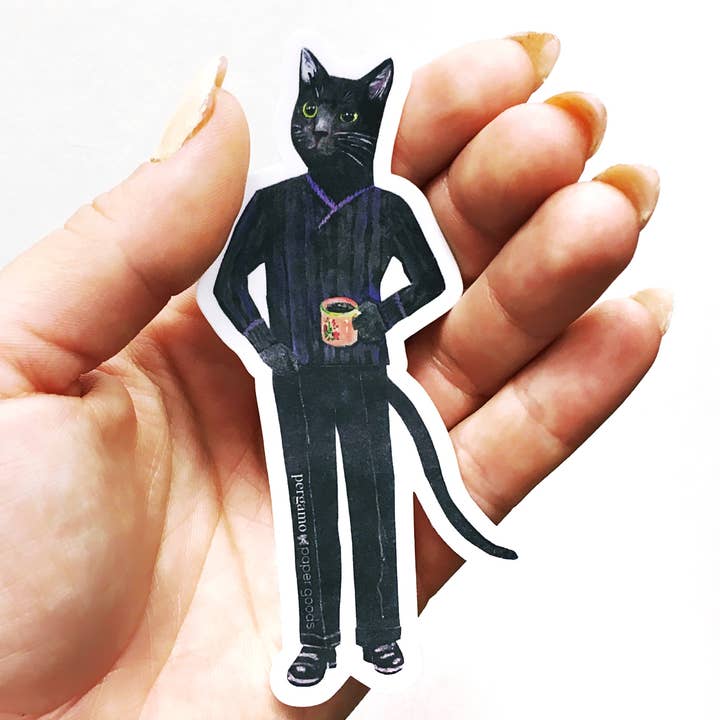Pergamo Paper Goods – wholesale Sticker – Black Cat Black Coffee Sticker3
