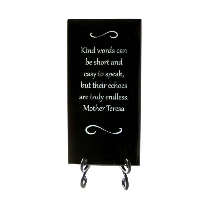 Inspirational Glass Plaque - Mother Teresa Quote for wholesale by Lifeforce Glass, Inc.