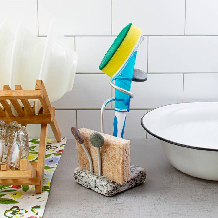 Sea Stones - Wholesale Sponge Holder - Embrace Dish Brush and Sponge Holder Combo