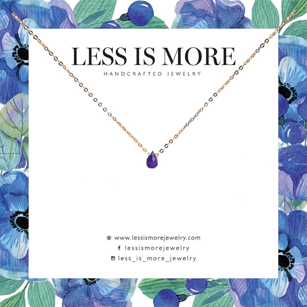 Less is More - Wholesale Pendant/Charm Necklace - Single Amethyst Drop Necklace (Gold or Silver)1