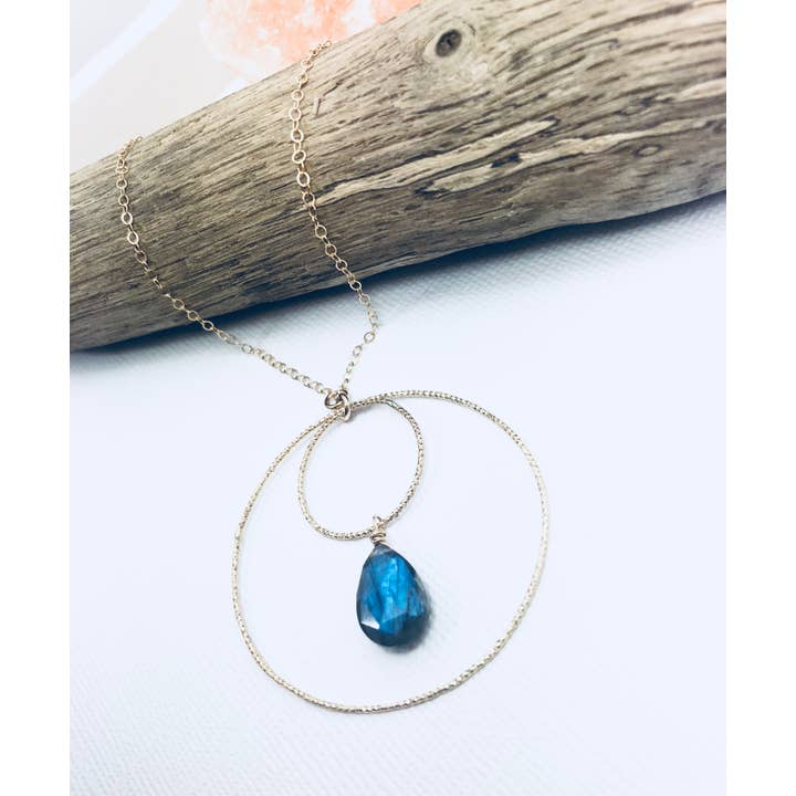 Labradorite Circles Necklace for wholesale by Laura J Designs