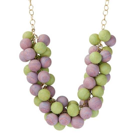 Sherbert Pastel Clustered Vintage Lucite Statement Necklace for wholesale by Leetie Lovendale