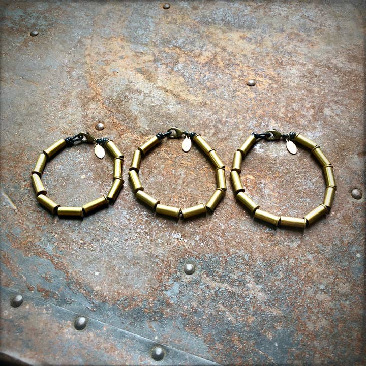 ASTALI - Wholesale Beaded Bracelet - Bullet Tube Bracelet - Brass, Recycled .22 Cal Shell Casings6