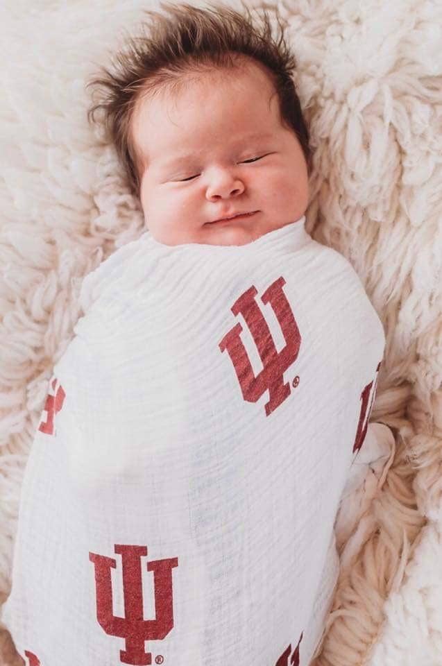 Three Little Anchors - Wholesale Swaddle - Baby - Indiana University Muslin Swaddle Blanket4