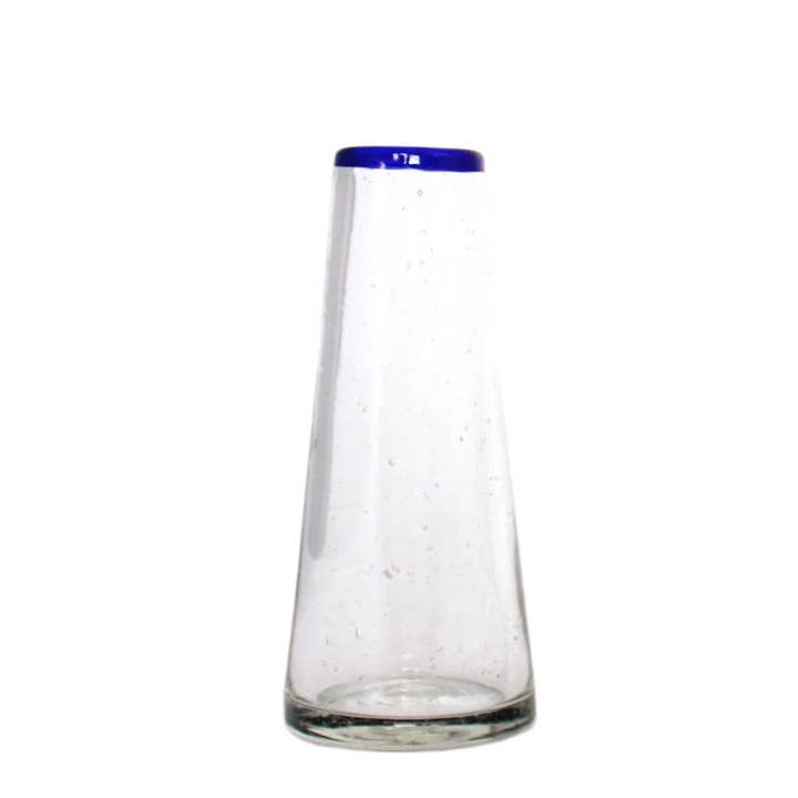 Sobremesa - Wholesale Vase - Blue Rim Small Conical Glass Vase, Bud Vase, Decor1