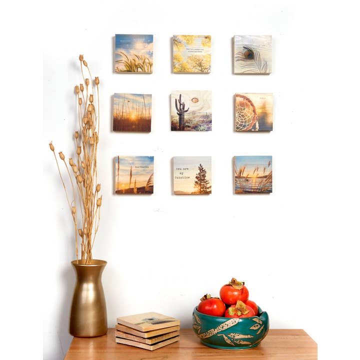 Lancaster Wood Prints - Wholesale Art Print - 3x3 Cactus Couple Wood Print