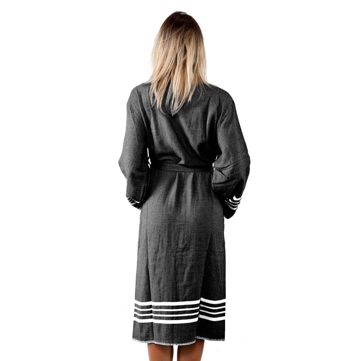 Buldano - Wholesale Robe - Women's - Black Peshtemal Robe1