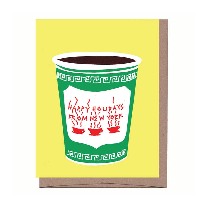 NYC Christmas Coffee Card for wholesale by La Familia Green