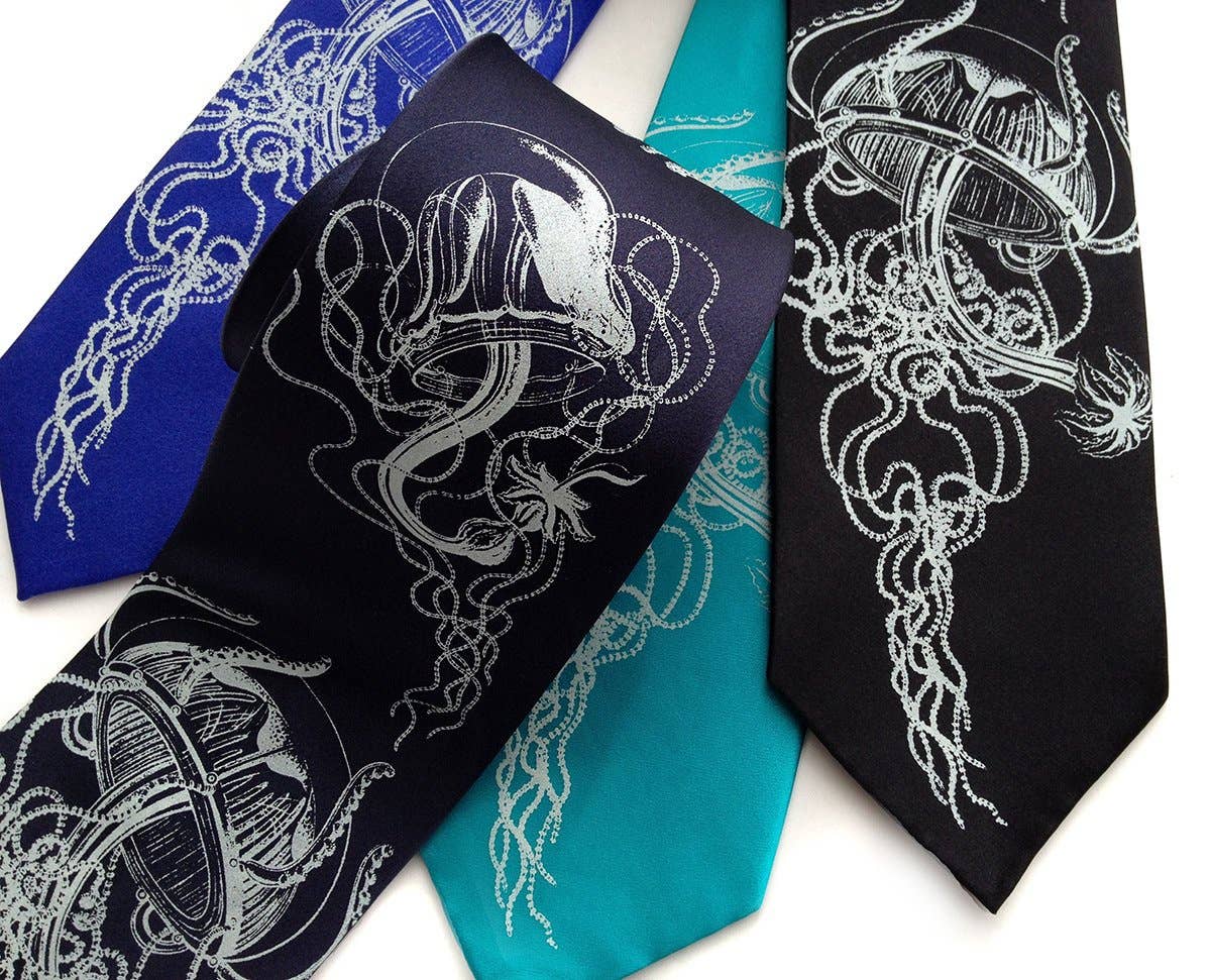 Cyberoptix Tie Lab - Wholesale Necktie - Men's - Jellyfish Necktie, Sea Creature Tie0