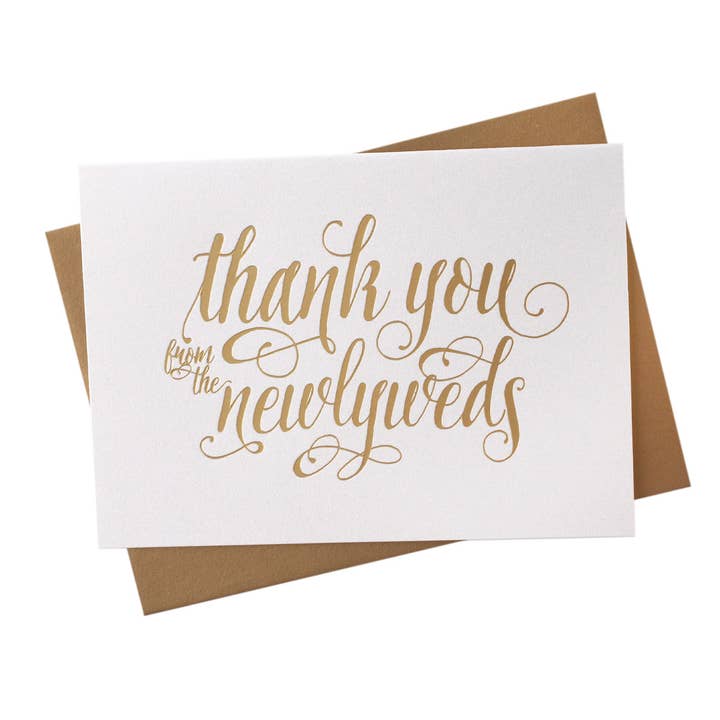 Marrygrams - Wholesale Wedding Card - Gold Foil Thank You From the Newlyweds Wedding Cards Boxed