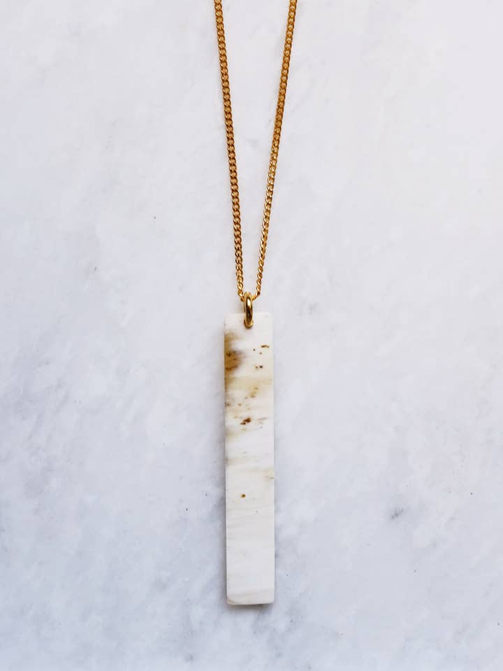 Tinh Buffalo Horn Minimalist Bar Pendant Necklace for wholesale by Hathorway