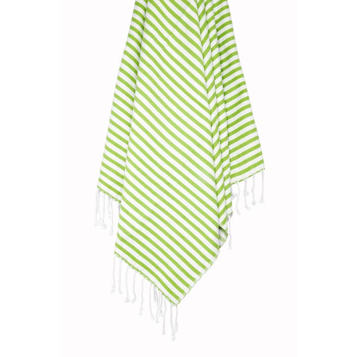 Toalla turca a rayas 100% algodón peshtemal en verde lima para venta al por mayor de Buldano