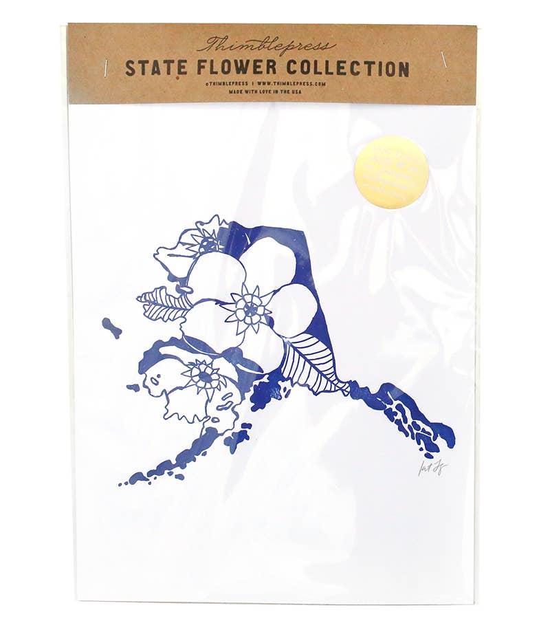 Thimblepress - Wholesale Art Print - Alaska Forget Me Not Letterpress Print1