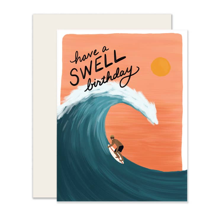 Slightly Stationery - Vendita all'ingrosso Biglietti di auguri - Biglietto d'auguri Swell | Biglietto d'auguri per il surf