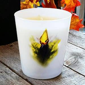 Blond Crested Woodpecker Soy Coconut Blend Candle for wholesale by Laguna Candles LLC