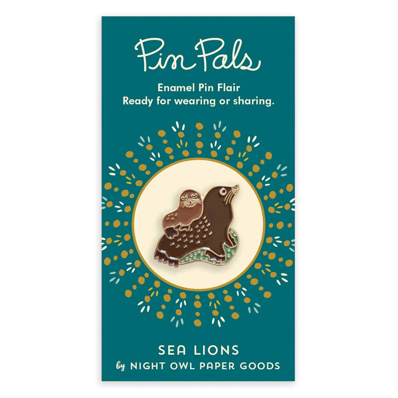 Night Owl Paper Goods – wholesale Nål och knapp för kavajslag – Sea Lions emaljstift2