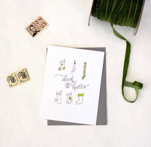 Wild Ink Press - Wholesale Christmas Card - Deck The Stockings Christmas Greeting Cards  | Box of 61