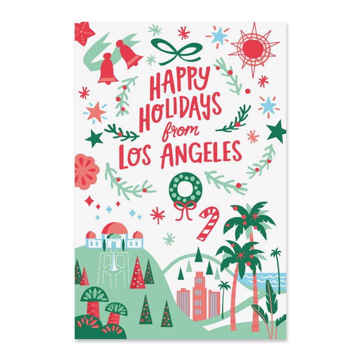 Los Angeles Holiday Postcard Set for wholesale by Paper Parasol Press