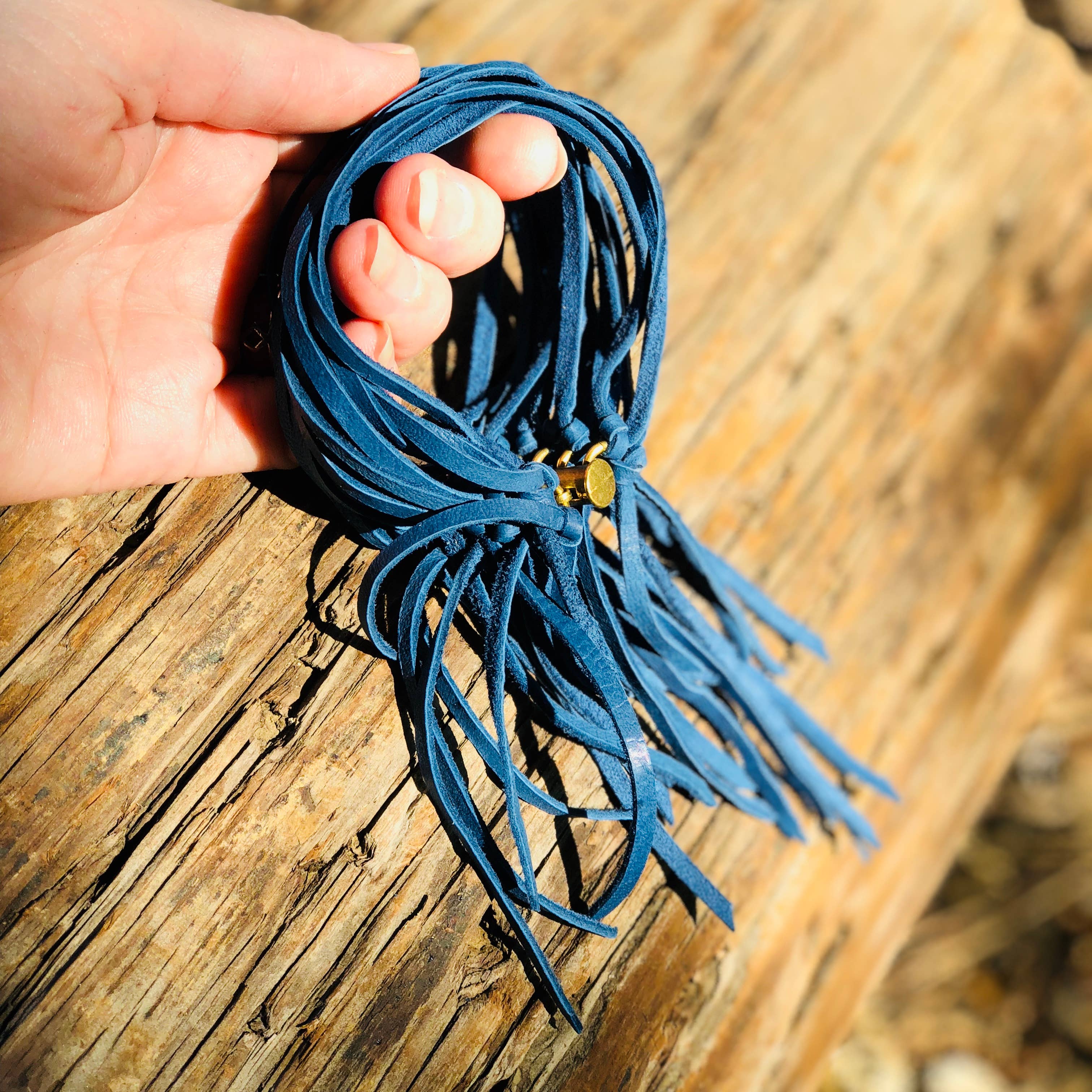 ASTALI - Wholesale Cuff Bracelet - Leather Biker Cuff - Cadet Blue, Multi-Strand Bracelet4