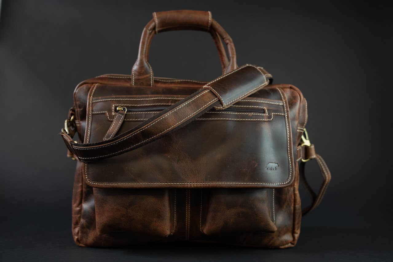 Kodiak Leather - Wholesale Laptop Bag - Men's - Buffalo Leather Pilot Bag0