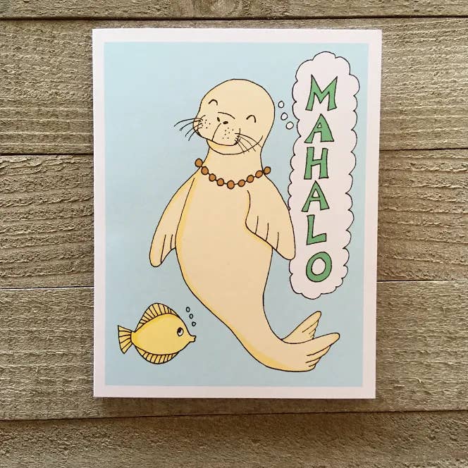 Monk Seal Thank You Card for wholesale by Ink Delights