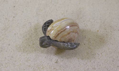 SS handcrafted Art - Wholesale Decorative Figurine - Marble Hatchling Turtle - on side  3"1