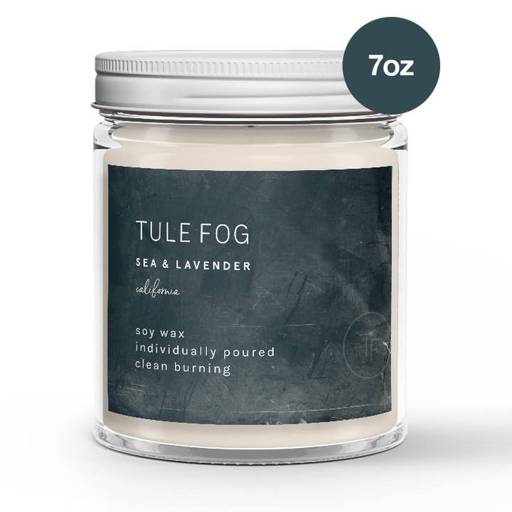 Sea + Lavender Soy Candle 7oz for wholesale by Tule Fog Candles
